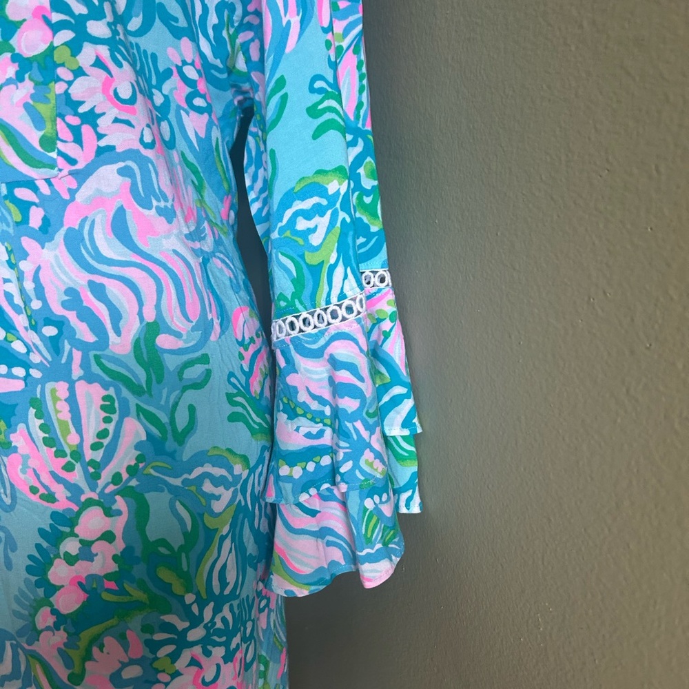 Lilly Pulitzer Azita Tunic Dress w/Tassel Blue Ibiza Aqua La Vista NWT $148 - Picture 6 of 8